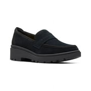 Clarks Calla Ease Suede Flat, 8.5, Black